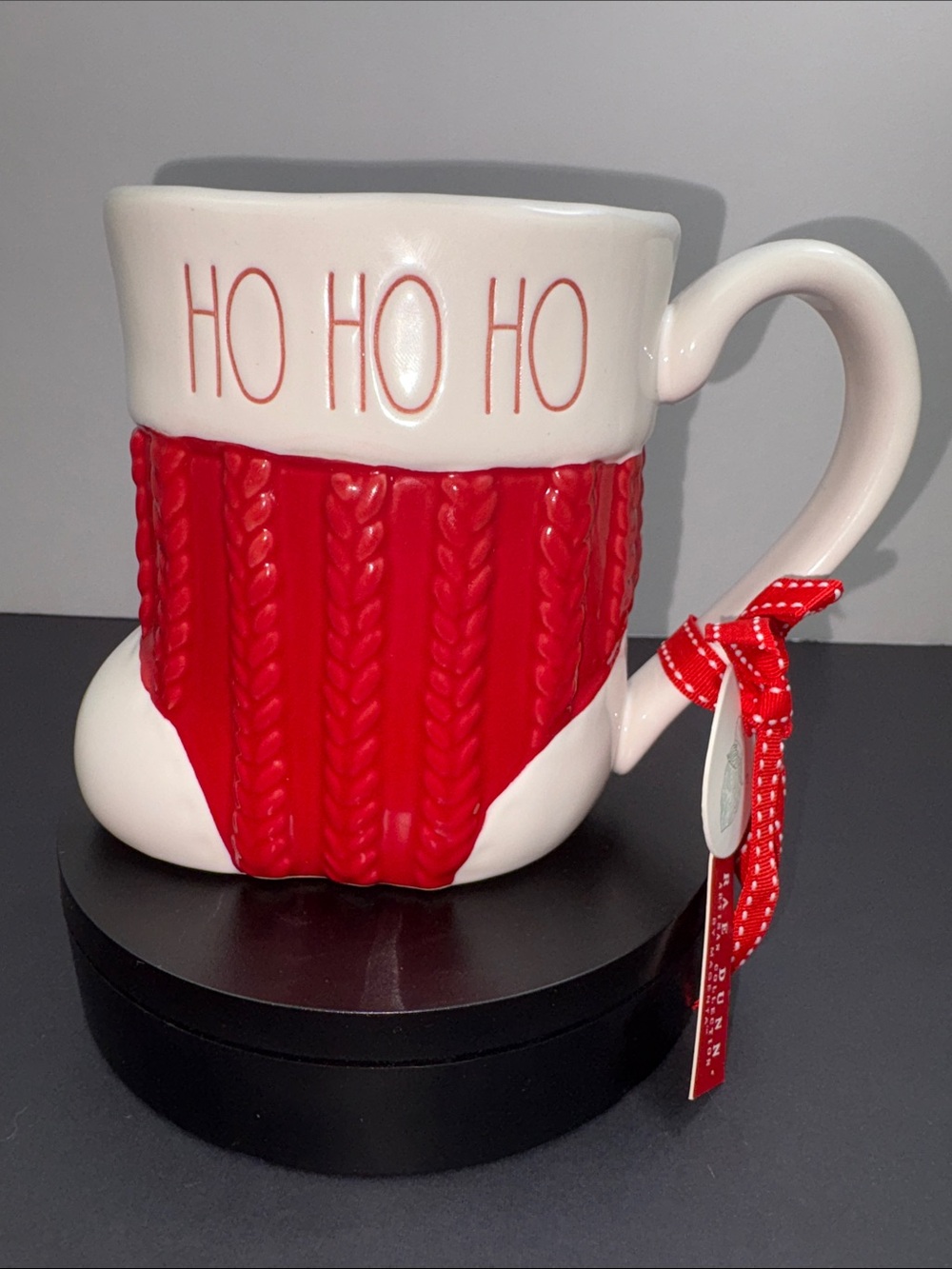 Rae Dunn "HO HO HO" Christmas Stocking Mug Artisan Collection Magenta